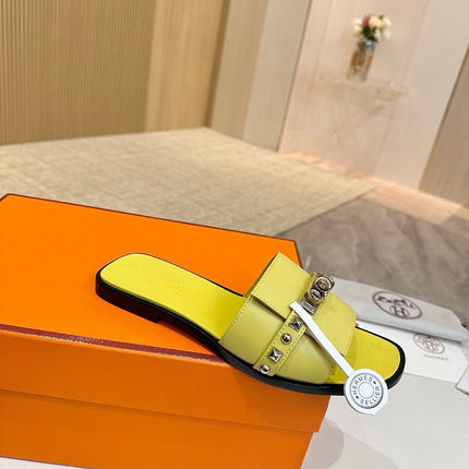 HM 26S GIULIA SANDAL IN YELLOW CALFSKIN SILVER HARDWARE