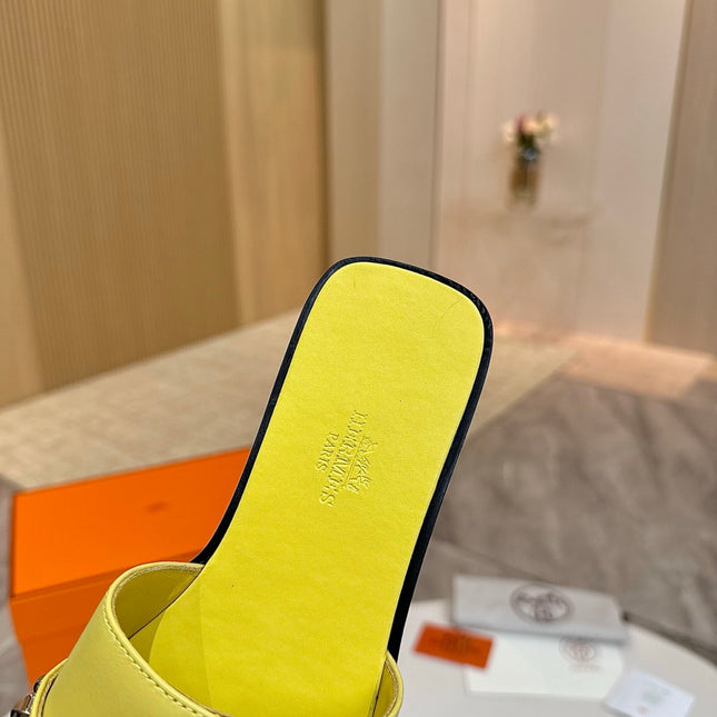 HM 26S GIULIA SANDAL IN YELLOW CALFSKIN SILVER HARDWARE