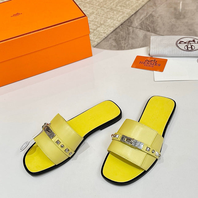HM 26S GIULIA SANDAL IN YELLOW CALFSKIN SILVER HARDWARE