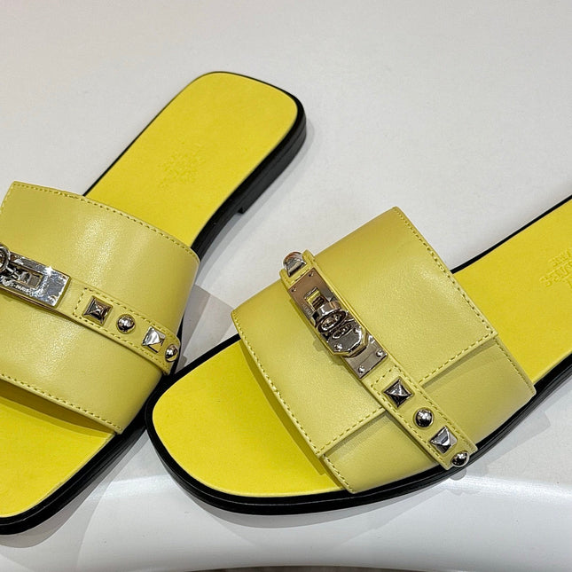 HM 26S GIULIA SANDAL IN YELLOW CALFSKIN SILVER HARDWARE