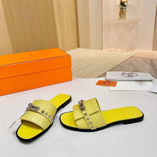 HM 26S GIULIA SANDAL IN YELLOW CALFSKIN SILVER HARDWARE