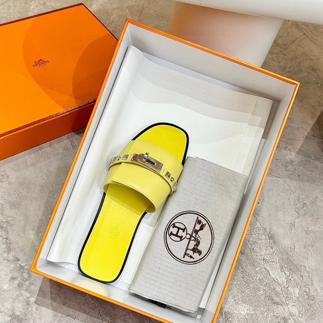 HM 26S GIULIA SANDAL IN YELLOW CALFSKIN SILVER HARDWARE