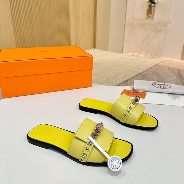 HM 26S GIULIA SANDAL IN YELLOW CALFSKIN SILVER HARDWARE
