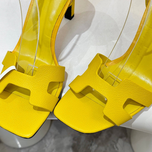 HM 26S H HIGH HEEL SANDALS 90MM IN YELLOW GRAINED CALFSKIN