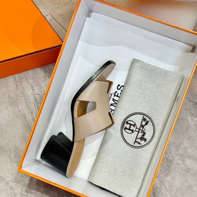 HM 26S HELIA SANDAL 70MM IN BEIGE CALFSKIN