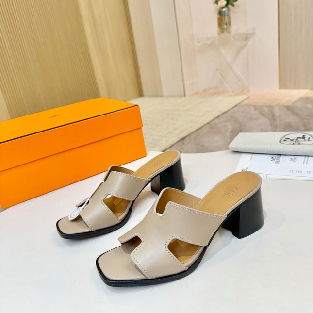 HM 26S HELIA SANDAL 70MM IN BEIGE CALFSKIN