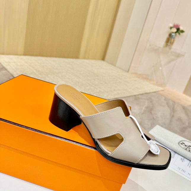 HM 26S HELIA SANDAL 70MM IN BEIGE CALFSKIN