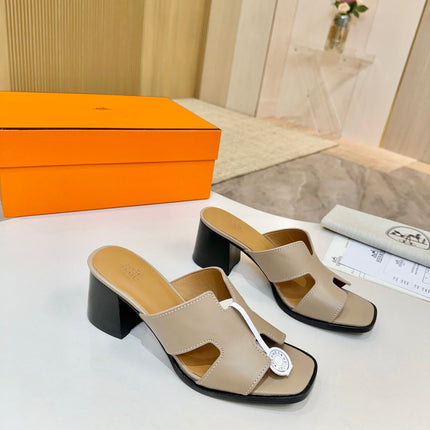 HM 26S HELIA SANDAL 70MM IN BEIGE CALFSKIN