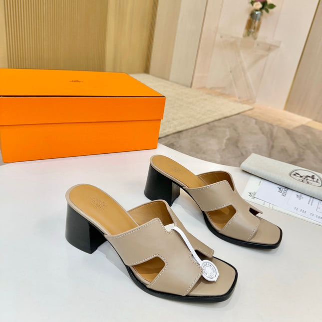 HM 26S HELIA SANDAL 70MM IN BEIGE CALFSKIN