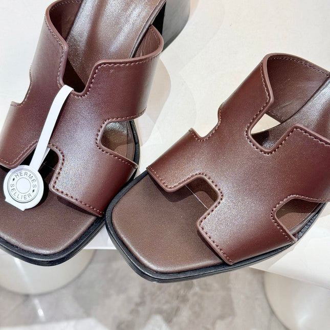 HM 26S HELIA SANDAL 70MM IN DARK BROWN CALFSKIN