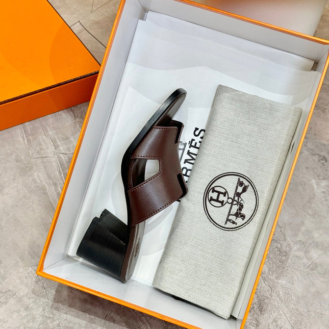 HM 26S HELIA SANDAL 70MM IN DARK BROWN CALFSKIN