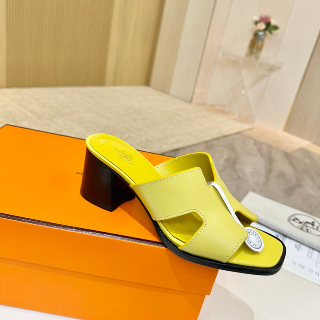 HM 26S HELIA SANDAL 70MM IN YELLOW CALFSKIN