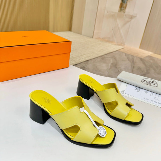 HM 26S HELIA SANDAL 70MM IN YELLOW CALFSKIN