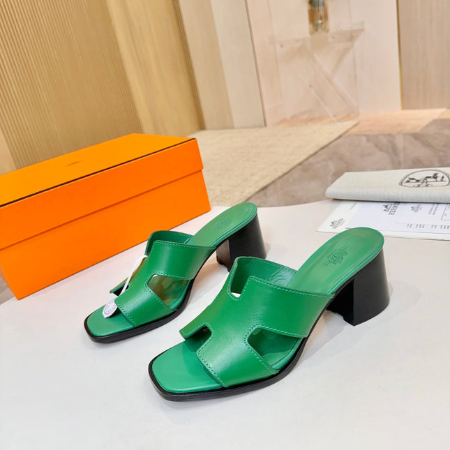 HM 26S HELIA SANDAL 70MM IN GREEN CALFSKIN