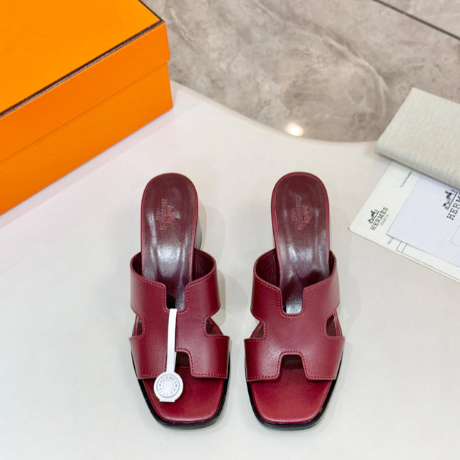 HM 26S HELIA SANDAL 70MM IN DARK RED CALFSKIN