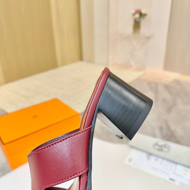 HM 26S HELIA SANDAL 70MM IN DARK RED CALFSKIN