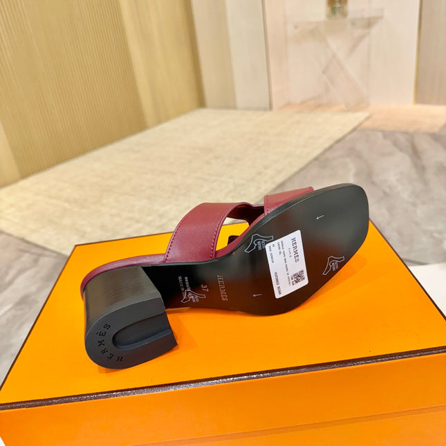 HM 26S HELIA SANDAL 70MM IN DARK RED CALFSKIN