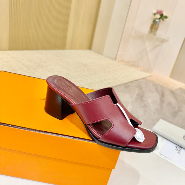 HM 26S HELIA SANDAL 70MM IN DARK RED CALFSKIN