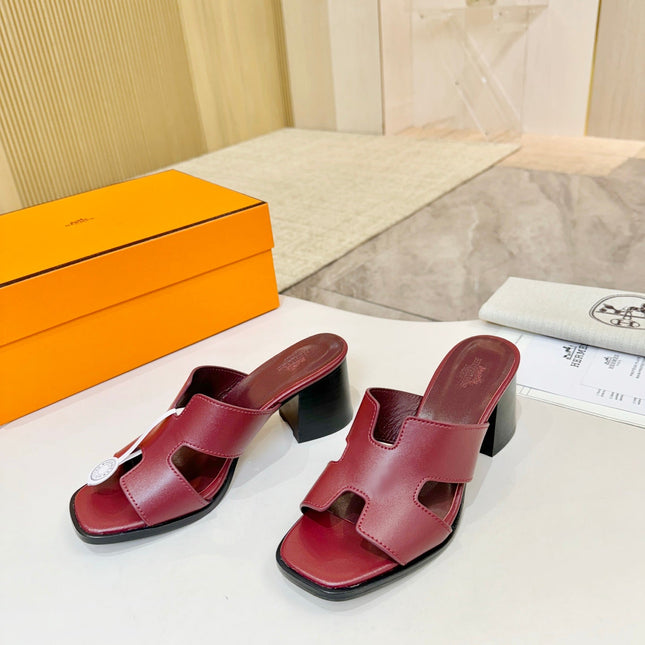 HM 26S HELIA SANDAL 70MM IN DARK RED CALFSKIN