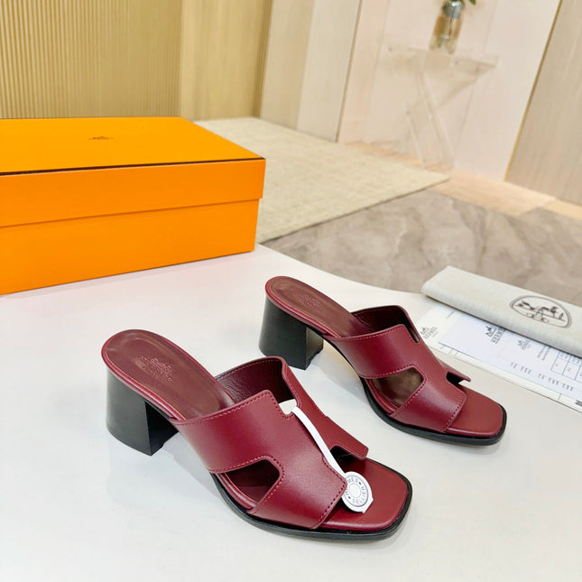 HM 26S HELIA SANDAL 70MM IN DARK RED CALFSKIN