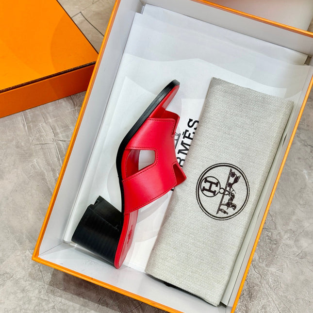 HM 26S HELIA SANDAL 70MM IN RED CALFSKIN