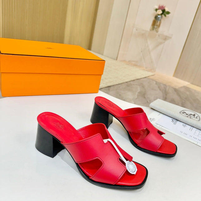 HM 26S HELIA SANDAL 70MM IN RED CALFSKIN
