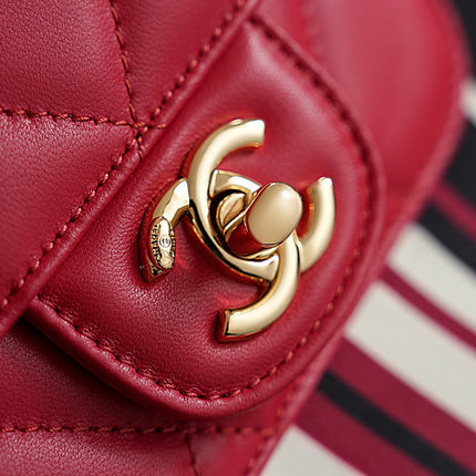 CHANEL 26S TOTE BAG 41 IN RED MULTICOLOR CANVAS AND CALFSKIN GOLD HARDWARE