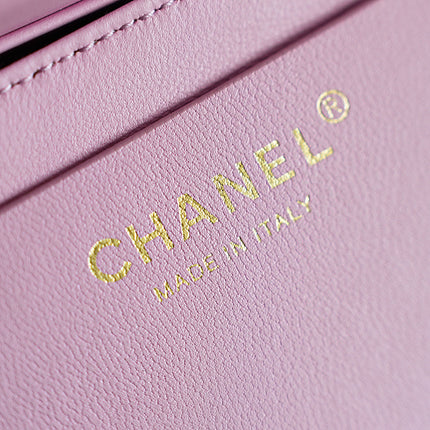 CHANEL 26S CLASSIC FLAP MEDIUM 23 IN NATURAL RAFFIA AND LIGHT PURPLE CALFSKIN GOLD HARDWARE