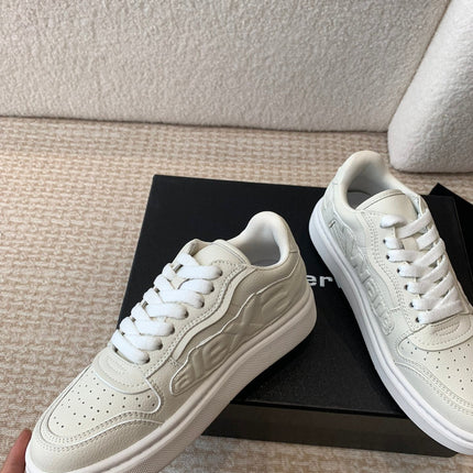 SNEAKER WITH LOGO IN BEIGE PUFF PEBBLE LEATHER
