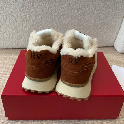VIV' RUN SNEAKER IN BROWN SUEDE AND SHEARLING