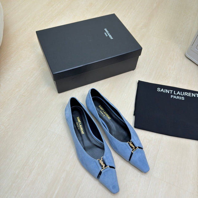 BABYLONE BALLET FLAT IN SKY BLUE SUEDE