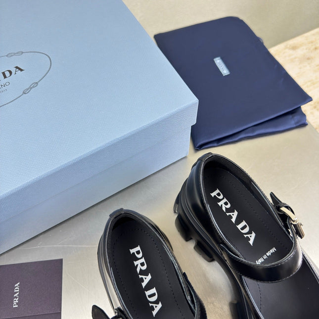PRADA 25S PLATFORM MARY JANE SHOES IN BLACK CALFSKIN STYLE 3