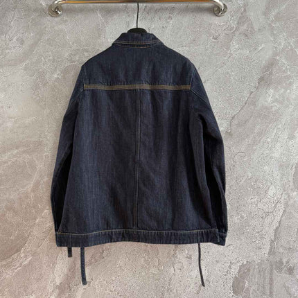 Loewe Pocket Leather Jacket Dark Blue Denim Cotton