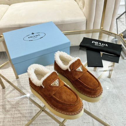 SUEDE LOAFER BRONZE BROWN WITH SHEARLING LINING