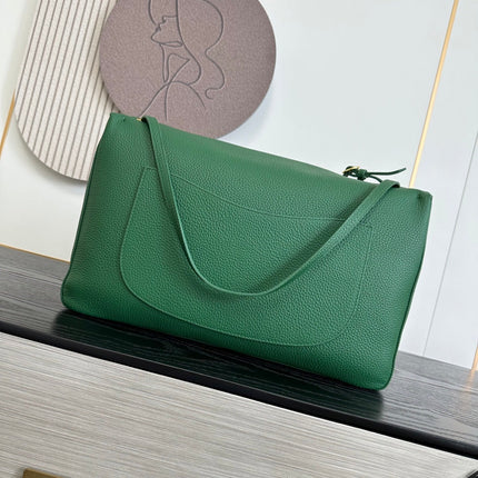 CHANEL 26S MAXI FLAP BAG 39 IN GREEN GRAINED CALFSKIN GOLD HARDWARE