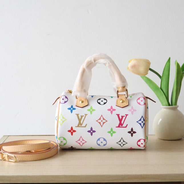 EAST WEST 15 BAG IN WHITE MIX COLORFUL CALFSKIN
