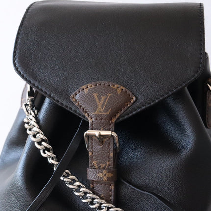 LV 25S MONTSOURIS VIBE 35 IN BLACK LAMBSKIN SILVER HARDWARE