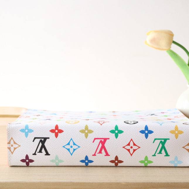 TOILETRY POUCH 25 IN WHITE MIX COLORFUL CALFSKIN