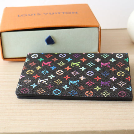 DOLL PASSPORT WALLET IN BLACK MIX COLORFUL CALFSKIN