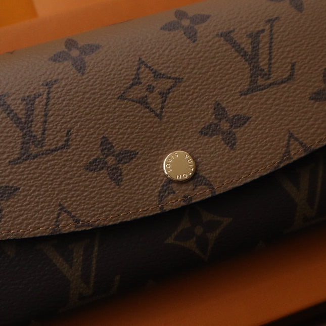 EMILIE WALLET 19 IN CHOCOLATE BROWN MONOGRAM CALFSKIN