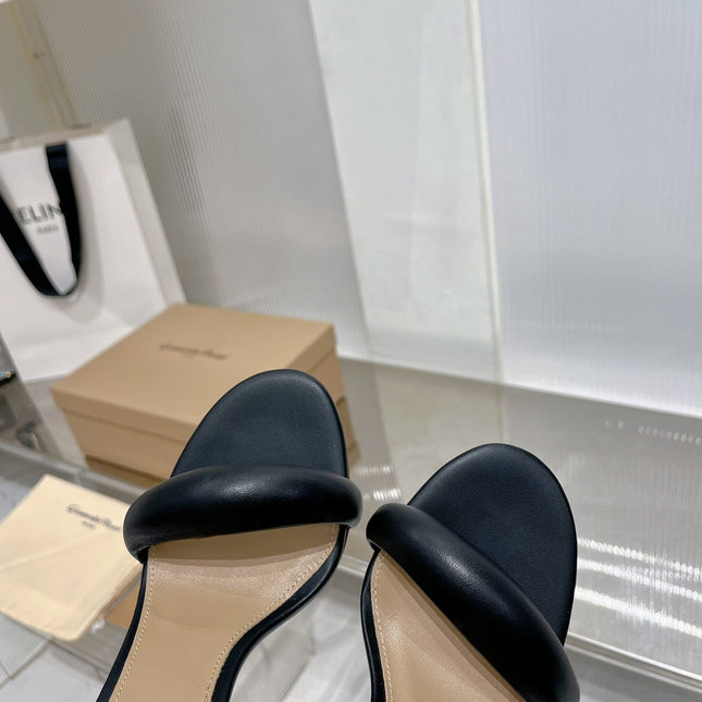 GIANVITO ROSSI 26S PADDED STRAP HIGH-HEEL MULES 105 MM IN BLACK LAMBSKIN