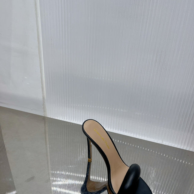 GIANVITO ROSSI 26S PADDED STRAP HIGH-HEEL MULES 105 MM IN BLACK LAMBSKIN
