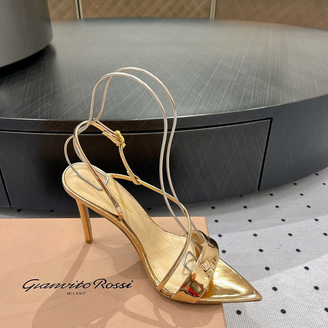 GIANVITO ROSSI 26S STRAPPY HIGH-HEEL SANDALS 110 MM IN GOLD CALFSKIN