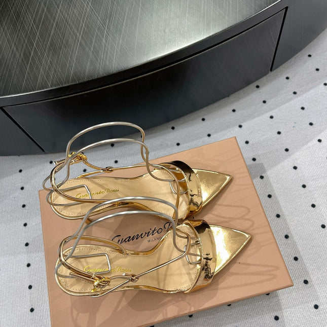 GIANVITO ROSSI 26S STRAPPY HIGH-HEEL SANDALS 110 MM IN GOLD CALFSKIN