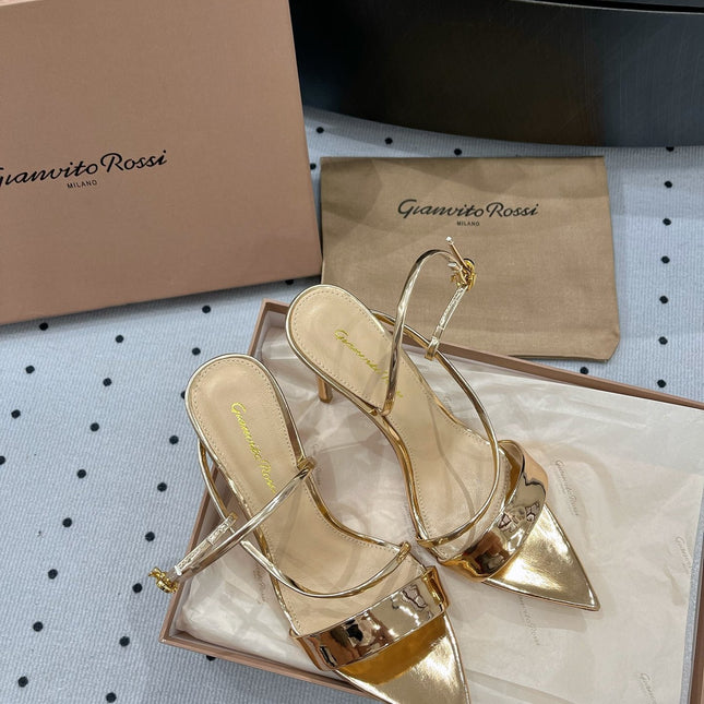GIANVITO ROSSI 26S STRAPPY HIGH-HEEL SANDALS 110 MM IN GOLD CALFSKIN