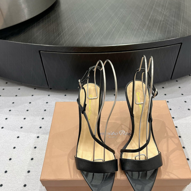 GIANVITO ROSSI 26S STRAPPY HIGH-HEEL SANDALS 110 MM IN BLACK CALFSKIN