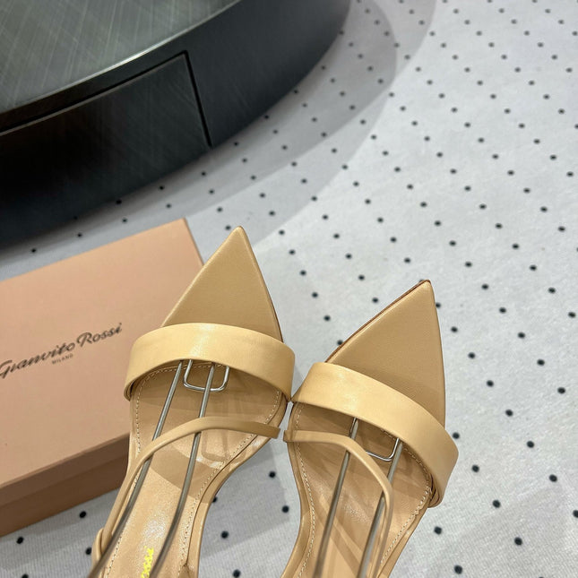 GIANVITO ROSSI 26S STRAPPY HIGH-HEEL SANDALS 110 MM IN BEIGE CALFSKIN