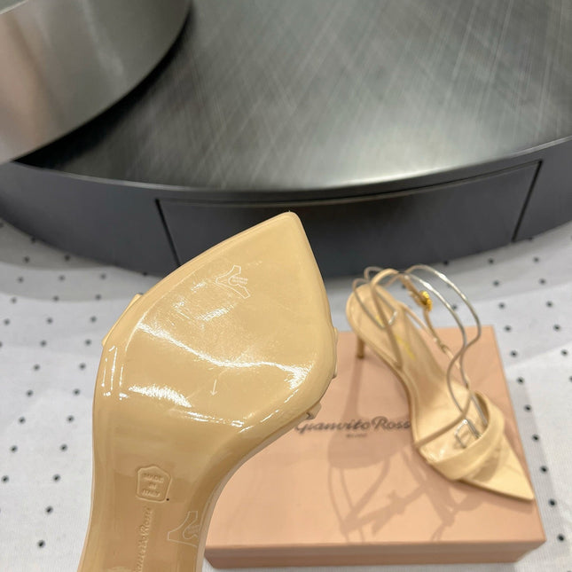 GIANVITO ROSSI 26S STRAPPY HIGH-HEEL SANDALS 110 MM IN BEIGE CALFSKIN