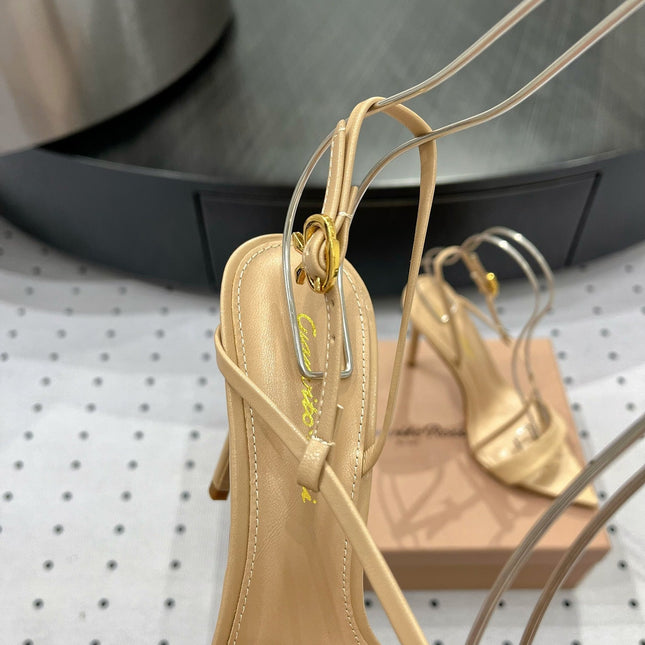 GIANVITO ROSSI 26S STRAPPY HIGH-HEEL SANDALS 110 MM IN BEIGE CALFSKIN