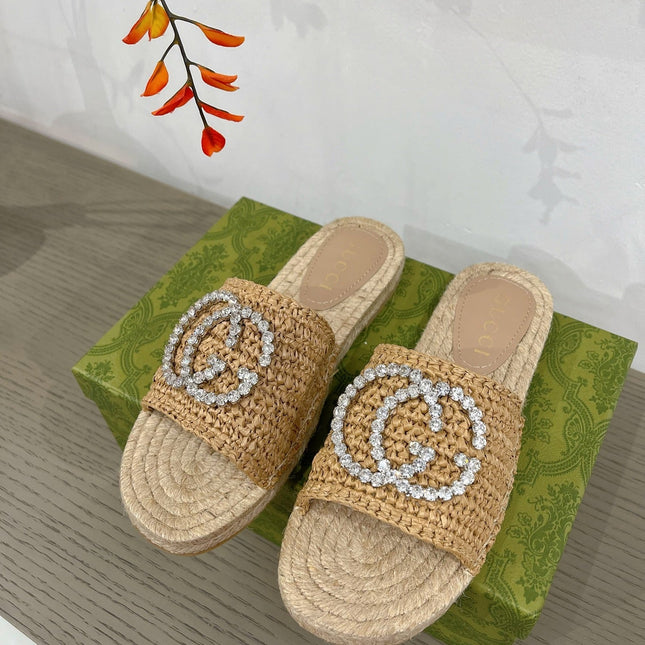GG INTERLOCKING G ESPADRILLE COPPER FABRIC